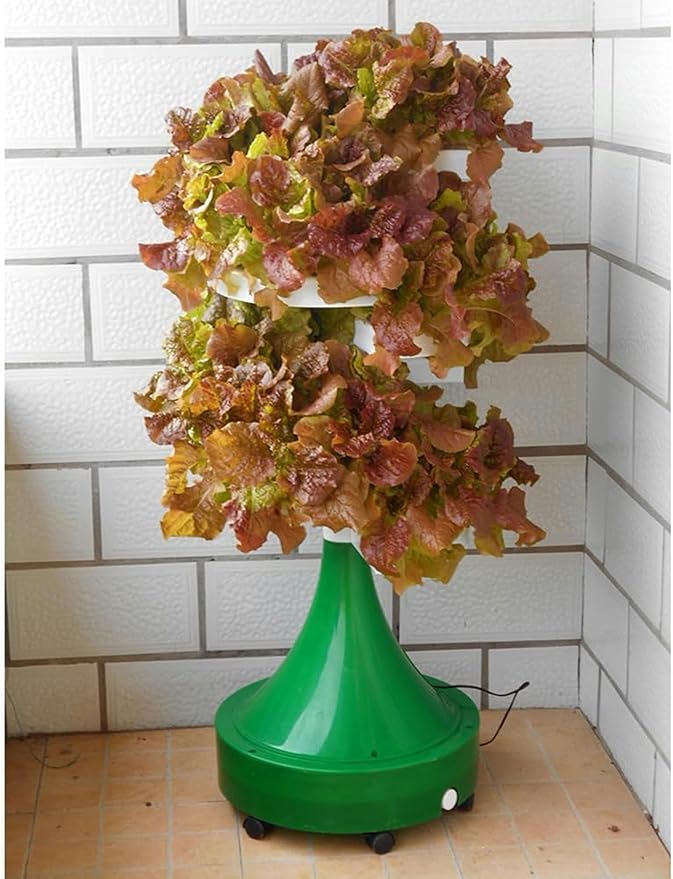 Hydroponic Tower Aquaponic Culture Rotating Tower for Interiors and Exteriors Garden 72 Pods Vertical Hydroponic Irrigation Herbs Fruits Tower