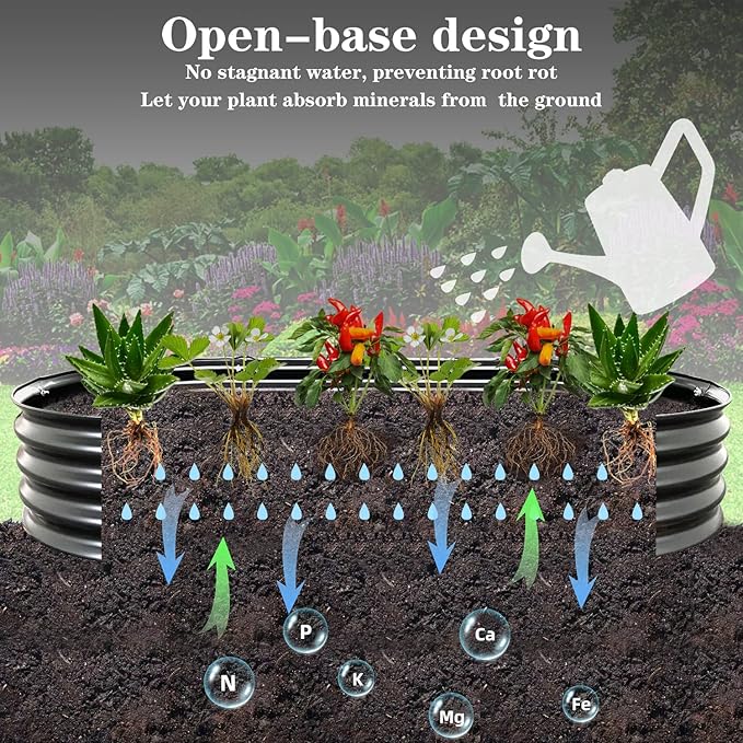 Raised Garden Bed 4x2x1ft Large Size Outdoor Raised Bed Metal Raised Planter Bed for Vegetables Flowers Herbs