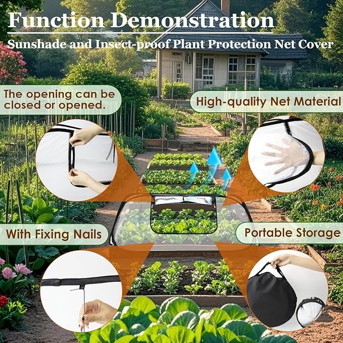 Garden Row Accelerator Plants Cover 45 x 22 x 16 Garden Covers for Raised Beds Waterproof Insect Bird Barrier Plant Net Cage for Protecting Fruits Vegetable Seedlings Row (1 Pc)
