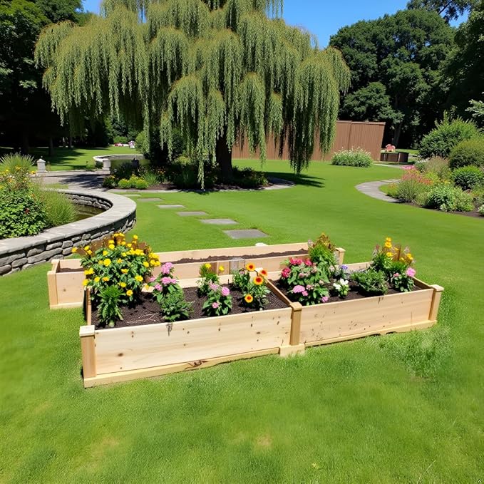 8x2ft Outdoor Wooden Raised Garden BedElevated Planting Planter Box for Vegetables/Garden/Lawn/PatioNatural Wood 96 x 24 x 9in