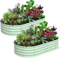 2 Pcs 6x3x1ft Oval Raised Garden Bed Galvanized Raised BedsOpen-Ended Base Metal Raised Planter BedsGarden Bed OutdoorPlanter Raised Boxes for Vegetables FlowersTool-Free AsseGreen