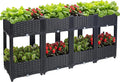 Outdoor Planting Box Double-Layer Planting Bed Garden Bed with Flower Rack for Growing Flowers Vegetables Tomatoes and Herbs – Perfect for Garden Patio Balcony (Double Black Large)