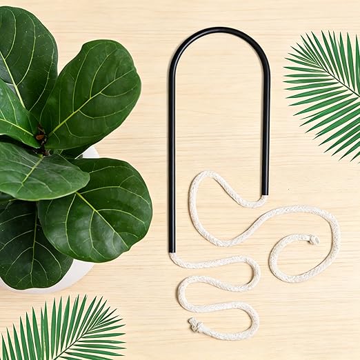 Self-Watering Plant Wick System Brass and Cotton U-Shaped Automatic Drip Irrigation for House Plants 12 Inch Black