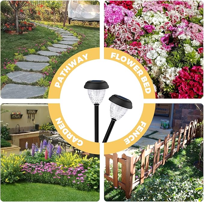 Super Bright Solar Light Waterproof 6 Pack Up to 12 Hours of Solar Outdoor Access Garden Light Automatic on/Off LED Landscape Lighting Decorate Walkways Courtyards Terraces