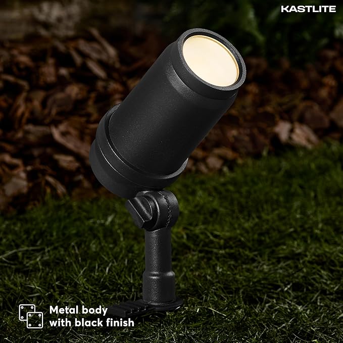 KASTLITE 3.6W 400LM LED Spot/Flood Light with Black Finish for Pathway Garden Yard | 12V Soft White 3000K Integrated LED Adjustable Beam Outdoor Spotlight | IP65 Waterproof | Single Unit