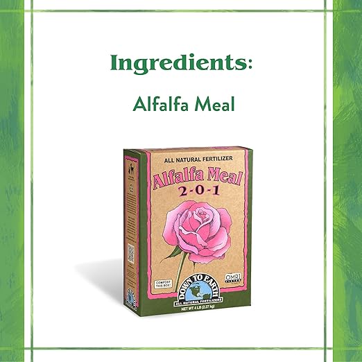 Down To Earth All Natural Fertilizers Organic Alfalfa Meal - Plant Food for Roses Bulbs Flowers and Ornamentals 2-0-1 4 lb (2 Pack)
