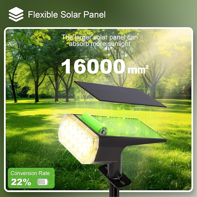 2 Pack Solar Spot Lights Outdoor 8 Lighting Modes Multicolor IP65 Waterproof Landscape Lighting for Garden Yard Patio – Solar Powered(Warm White2 Pack)