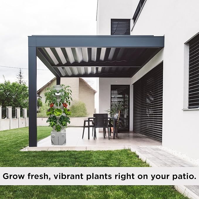 Seed Soil and More Vertiflow Grow Tower-16 Plants Herbs Vegetables - Hydroponic Herb Garden Planter Kit - Indoor/Outdoor Gardening System