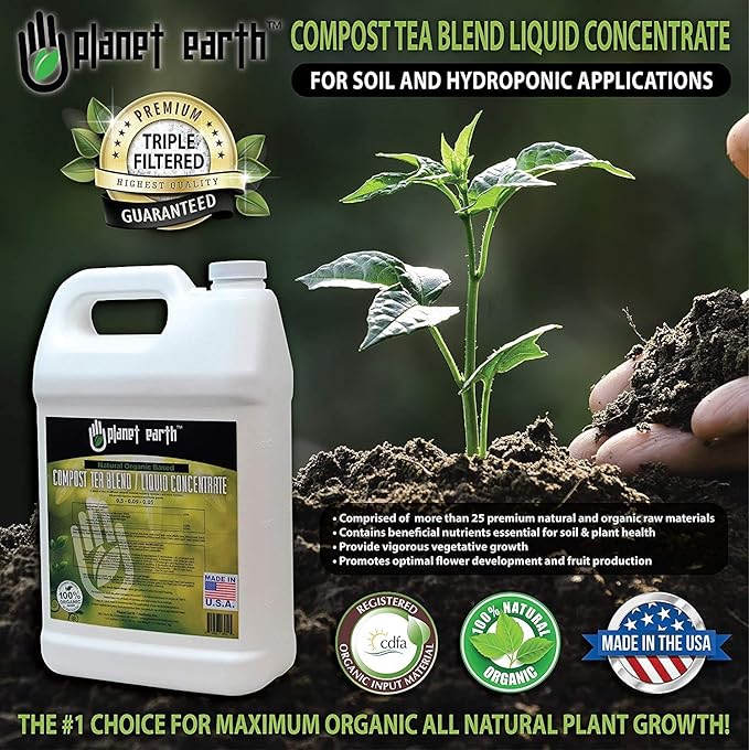 Planet Earth Natural Organic Based Compost Tea. The Ultimate Organic Fertilizer - Triple Filtered Liquid hydroponic Nutrient (Quart)