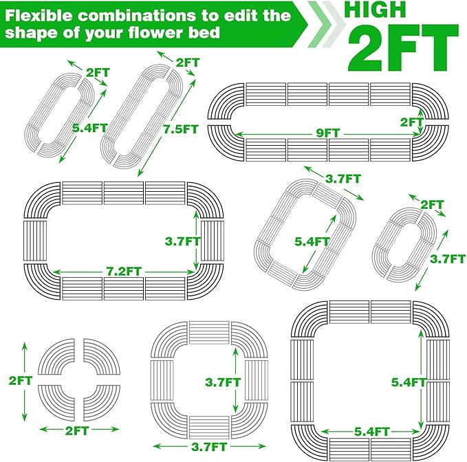BTDVR 9x2x2ft Raised Garden Bed for Vegetables 9 in 1 Adjustable Outdoor Garden Raised Planter Box Raised Beds for Gardening Flower