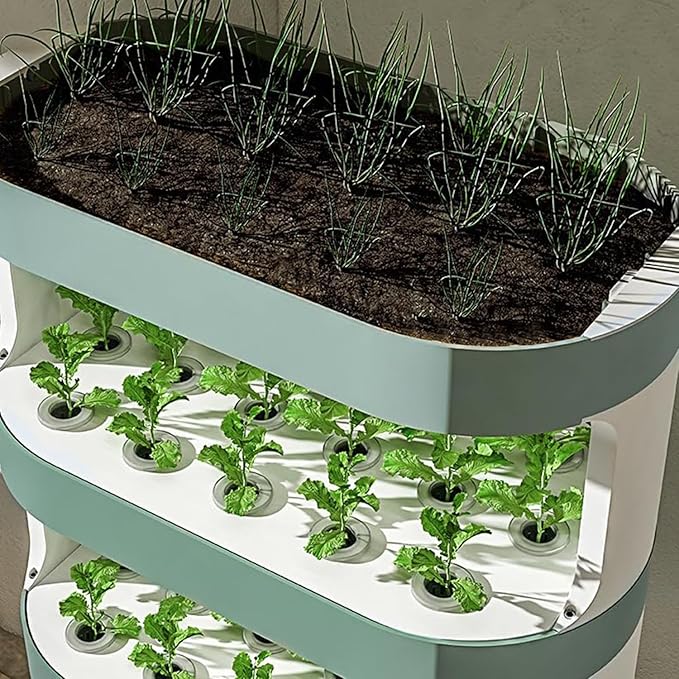 Smart Hydroponic Growing Kit 3 Tier Hydroponic Tower Growing Sytem with Remote Control Stratified Water Circulation Full Spectrum LED Grow Lights for Gardening Lover