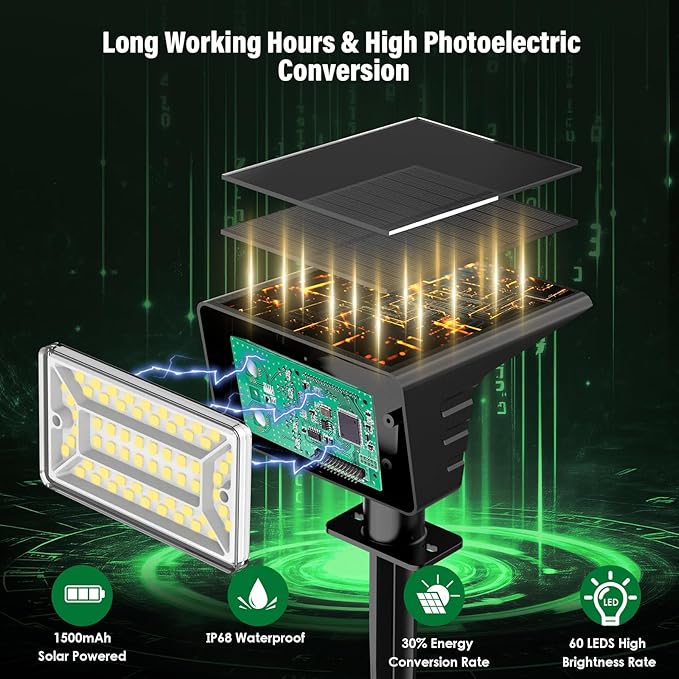 4 Pack Warm White&amp6 Pack Cool White Solar Spot Lights Outdoor with 60 LED &amp Auto On/Off Solar Lights Outdoor Waterproof IP68 with 3 Lighting Modes 2-in-1 Solars Landscape Light for Outside