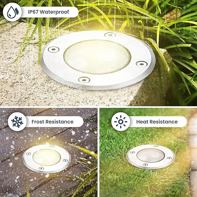 Outdoor Led Landscape Lamp - Led Buried Lights Ip67 Waterproof Recessed Led Spotlight Round Recessed Lawn Light Led Ground Floodlights for Garden Patio Driveway Step-Red Light-24 W