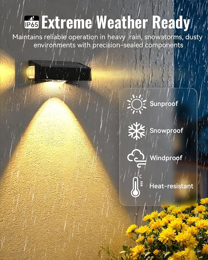 Solar Fence Lights Outdoor with 3-Way Lensed Lighting Fence Light Solar Powered 12 Mode RGB Color Changing Warm/Cool White IP65 Waterproof for Deck Wall Patio Backyard Outside(12 Pack)