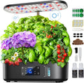 Ahopegarden Hydroponics Growing System Kit Indoor Herb Garden with Grow Light 12 Pods with LCD Touch Panel Hydroponic Planter Planting Height Up to 17 Grower Harvest Fresh Veggie Lettuce Black
