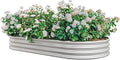Large Oval Metal Raised Garden Bed - Outdoor Planter for Plants Vegetables &amp Flowers Silver