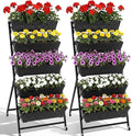 2 Pack 5 Tier Vertical Garden Planter with Wheels 4.5 ft Raised Garden Bed for Strawberry Herb Vegetable Flower Stackable Planter Boxes with Drainage for Patio Indoor Outdoor(Black)