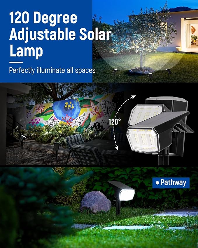 Solar Spot Lights Outdoor IP67 Waterproof 12 Pack 63 LED 3 Modes Solar Landscape Spotlights for Yard Garden Pathway Wall House Garage (Cool White)