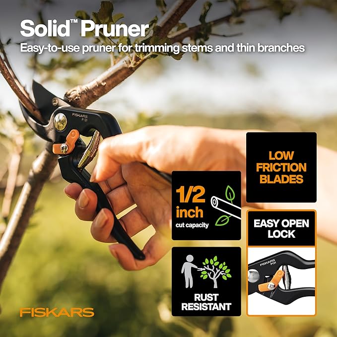 Fiskars Home Essentials Tool Kit with PowerGear Lopper Shears Bypass Pruner Folding Saw with 2 Blades IsoCore Hammer and Utility Knife for Indoor Use and Outdoor Gardening (6 Piece Kit)