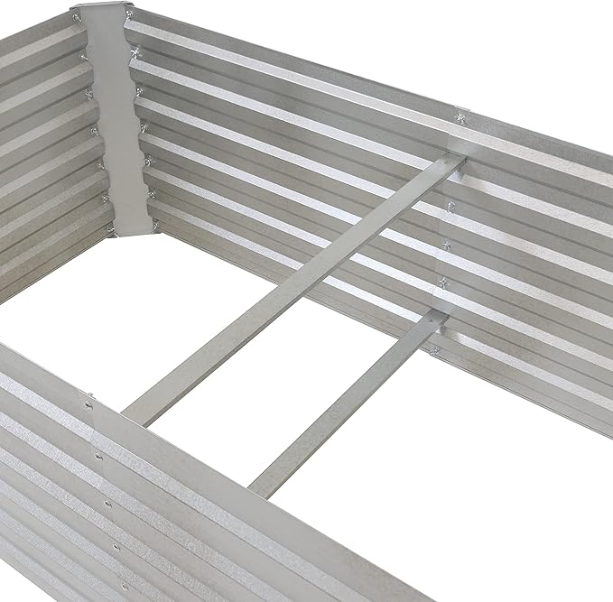 Sunnydaze 71-Inch Rectangular Raised Garden Bed - Galvalume Steel Vegetable Flower Bed Planter Kit - Silver