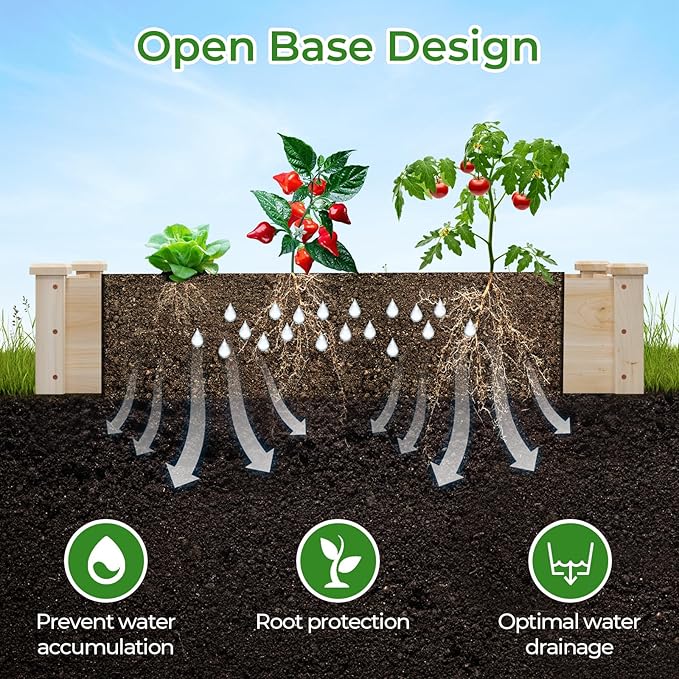 Raised Garden Beds Outdoor Wooden Raised Garden Bed Rectangular Planter Box Flower Bed Raised Bed for Gardening Vegetable &amp Herb