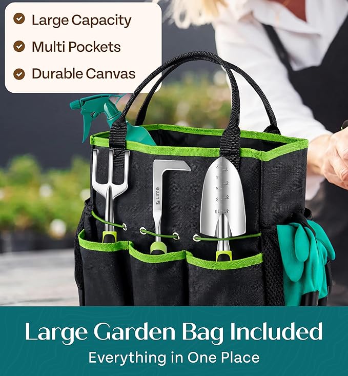 GROWIT Heavy Duty Gardening Tools - Gardening Gifts for Women Men Mom Dad - Durable Ergonomic Garden Tools Set