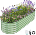 Galvanized Raised Garden Bed Outdoor- Raised Beds for Gardening| Metal Planter Box Steel Raised Garden Bed Kit with Safety Edging and Gloves for Vegetables Flower Herbs (6x2x1.4FT Green)