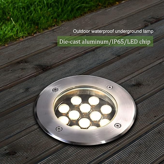 IP65 Waterproof LED Ground Lights - 12W Aluminum Recessed Outdoor Landscape Lighting for Garden Walkway Pathway and Steps (Blue AC85-265V) (Green 50W)