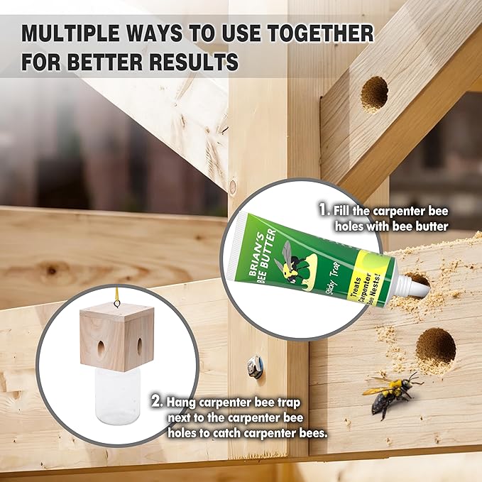1 PCS Wood Carpenter Bee Trap for Outside - Best Bee Trap - Cube Style Nature Hanging Carpenter Bee Traps Plastic Jar Outdoor - Insect Traps
