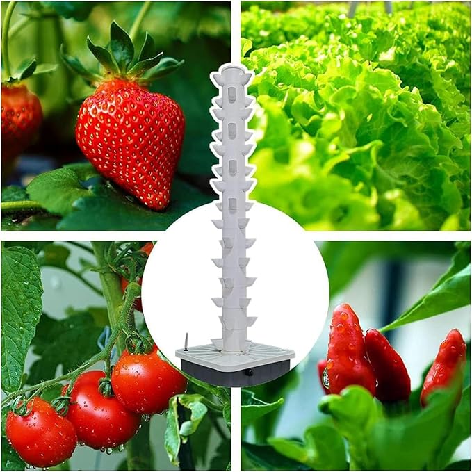15-Layer 45-Hole hydroponic Tower Planting System Garden hydroponic Vertical Planting System with Pump and Removable Water Tank Suitable for Home Kitchen Gardening