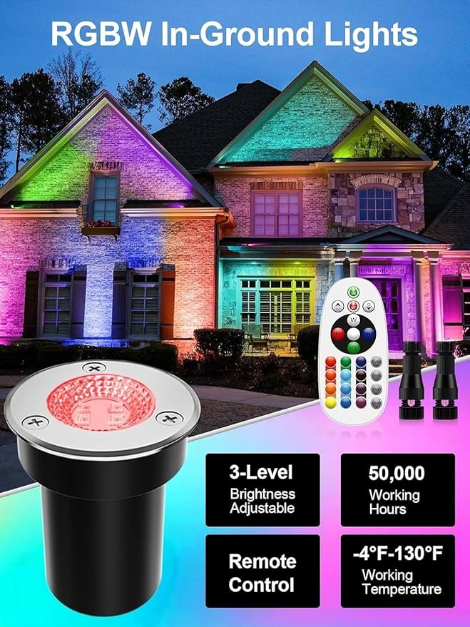 4PCS LED Landscape Lights - Outdoor Buried Lamp 3W LED Ground Recessed Spotlight 12V-24V RGB Ground Spot Lights IP65 Garden Recessed Floor Lamp Spotlight Led Light(3W(220V))