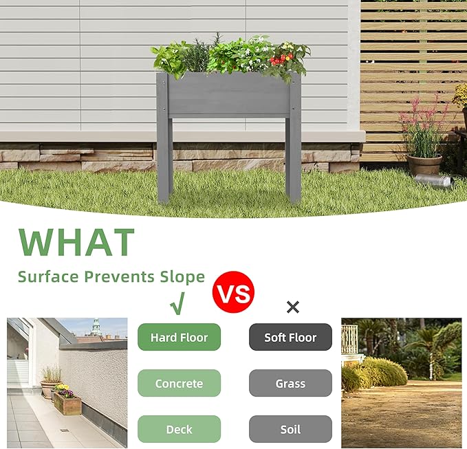 31x16x31 inch Raised Garden Bed with Legs Elevated Wooden Planter Box for Outdoor Plants Flowers Fruits Vegetable Herb Growing