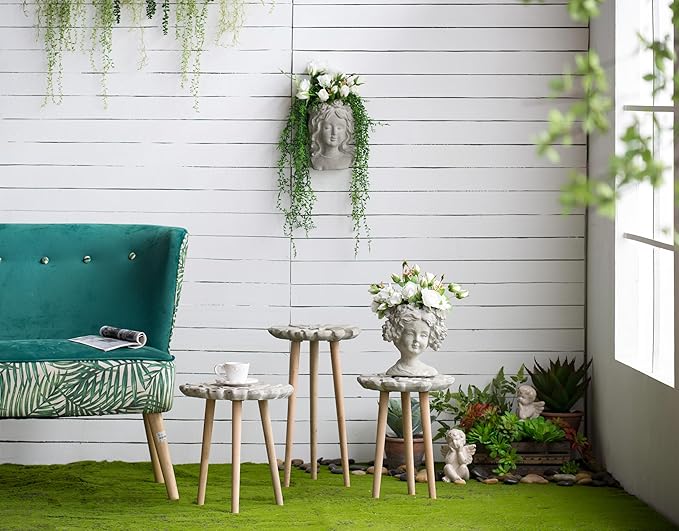 Generic Cement Bust Wall Planter Indoor Outdoor Home Garden Decor 8 x 4 x 9 Gray