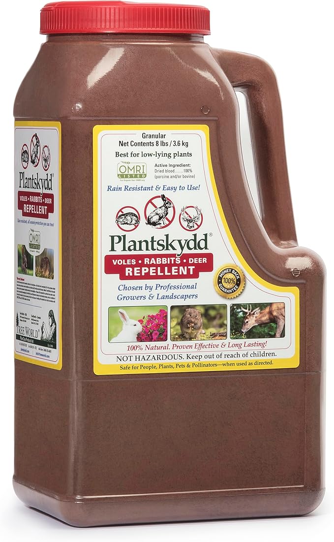 Plantskydd Animal Repellent - Repels Deer Rabbits Elk Moose Hares Voles Squirrels Chipmunks and Other Herbivores 8 LB Granular Shaker Jug (PS-VRD-8)