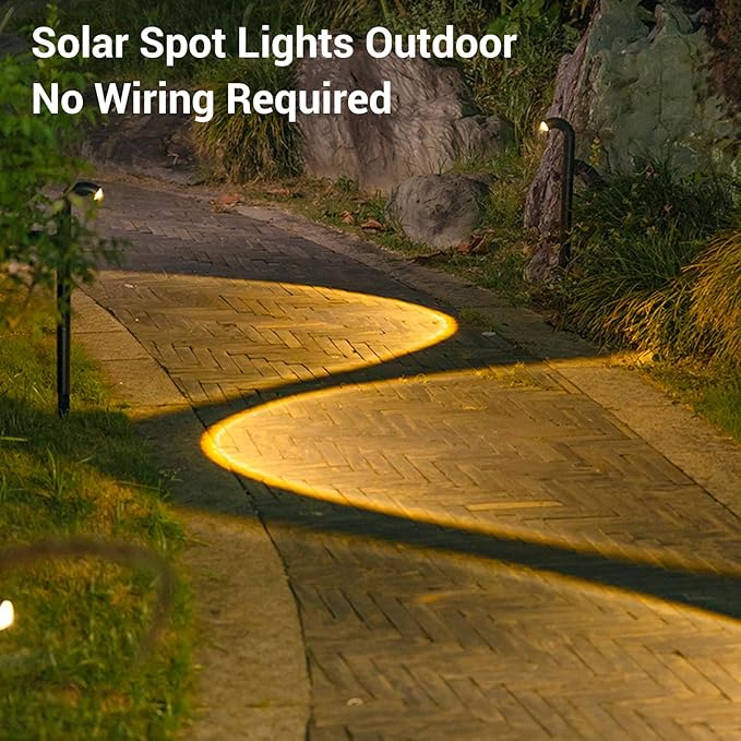 Diydeg Solar Spotlights Outdoor 2 Pack 23.2in Solar Landscape Spotlights Auto on Off Pathway Lights for Outside Yard Garden Backyard Patio Walkway (Warm Light)