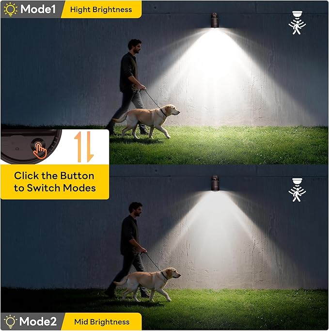 Battery Operated Motion Sensor Light4000mAh Rechargeable Battery Powered Spotlight 600 Lumen Outdoor IP65 Waterproof for PorchYardWallGarden with Dusk to Dawn (Brown-2pcs)