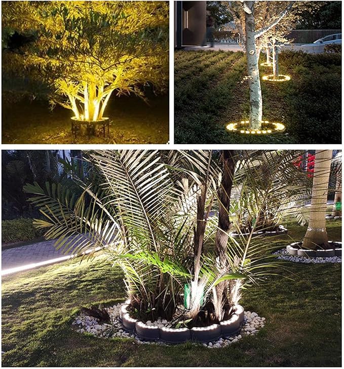 IP65 LED Ring Tree Lights with Ground Plug for Landscape Lighting Courtyards(Cool Light Lamp8SETS)