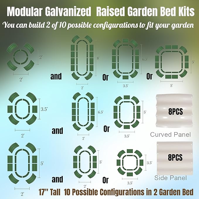 NestNature Modular Galvanized Raised Garden Bed Kits 17 Tall 10-in-2 Outdoor Metal Raised Planter Bed for Planting Plants Vegetables Fruits Flowers Herbs Gardening Ground Planter Box-White