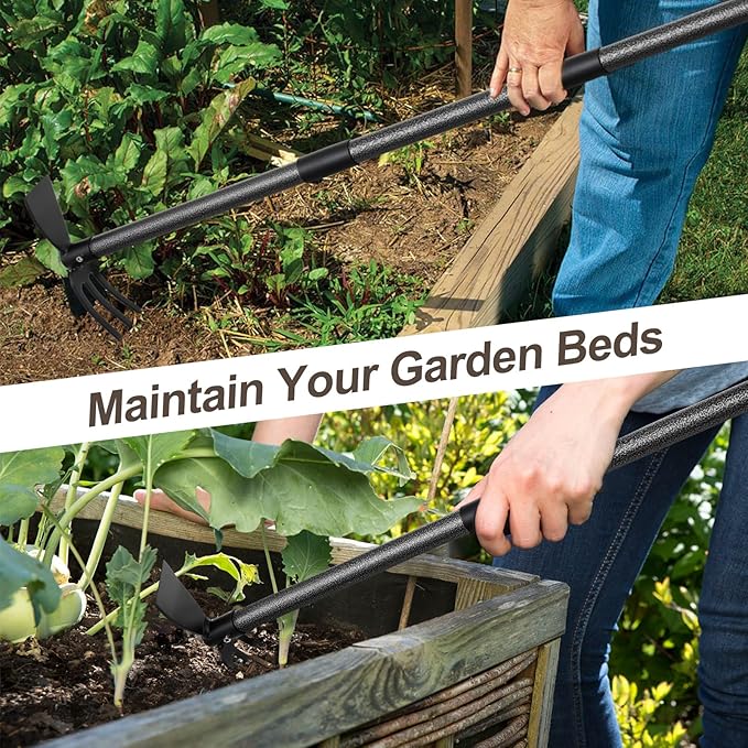 Hoe Garden Tool 45 Inch Garden Hoe Long Handle for Weeding Hoe Cultivator 2 in 1 Hand Garden Tools for Gardening Planting