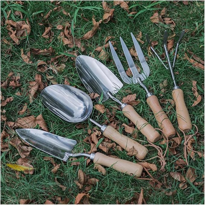 Garden Tools Set Stainless Steel Rake/Fork/Shovel Gardening Kit Indoor and Outdoor Hand Planting(Rake)