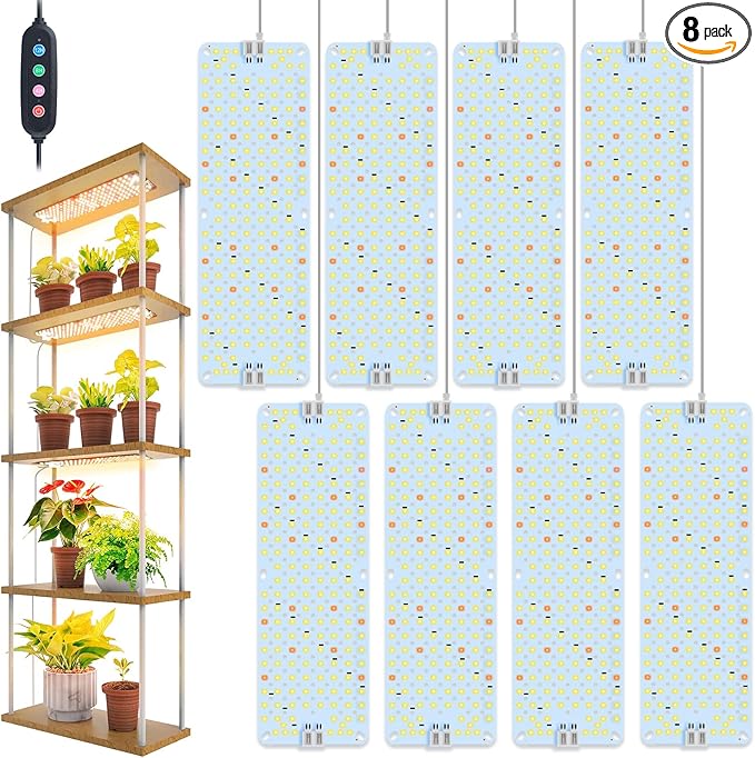 8-Pack Panel Grow Lights for Indoor Plants FECiDA 2026 LED Plant Grow Light for Under Cabinet Plants Full Spectrum Growing Lamp with 48121620 Hr Timer Free Linking