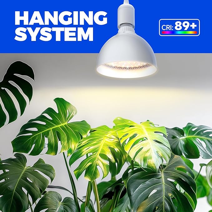 Barrina Hanging Grow Lights for Indoor Plants 25W Full Spectrum with Timer and 16.4FT Power Cord Pendant Plant Lights for Indoor Growing Large Tall Plant Garden Flowers Greenhouse