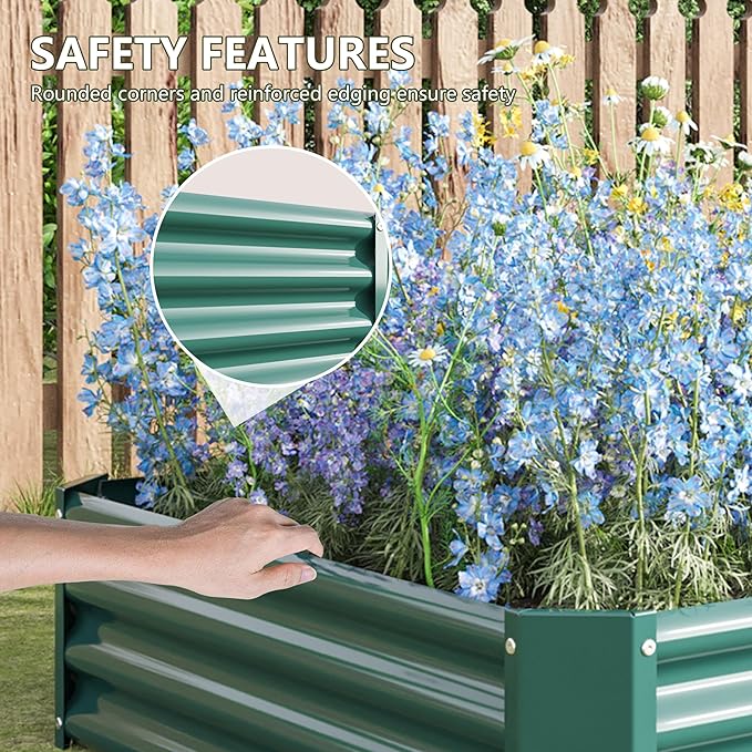 Raised Garden Beds Outdoor for Gardening 92 Large Galvanized Rectangular Plastic Raised Planter Garden Box for Fruit Vegetables Herbs Flowers Growing Bed for Lawn Patio Balcony Green