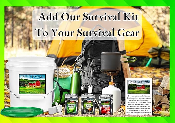 B&ampKM Farms 10000 Non GMO Heirloom Vegetable Seeds for Planting Vegetables and Fruits (20 Variety Pack) - Gardening Seed Starter Kit Survival Gear Food Gardening Gifts Prepper Supplies