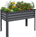 MUPATER Galvanized Steel Raised Garden Bed with Legs 48 L x 24 W x 32 H Large Metal Elevated Raised Planter Box with Detachable Black Liner for Backyard Garden Balcony Gray