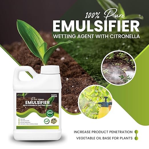 Pure Organic Emulsifier with Citronella (Wetting Agent) - 100% Pure Vegetable Oil Base for Plants Trees Flowers &amp Shrubs - Premium Quality (32 oz)
