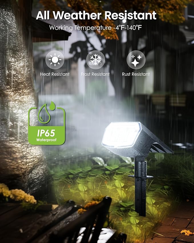 GIGALUMI Solar Spot Lights Outdoor Waterproof 10 Pack Cool White IP65 63 LED 3 Lighting Modes Spotlights for Pathway GardenYard House Garage