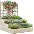 Vertical Wooden Garden Planter with Trellis – 3-Tier Raised Bed for Climbing Vines Fruits Vegetables &amp Herbs – Open-Base Design for Better Drainage – Perfect for Patio Deck or Backyard