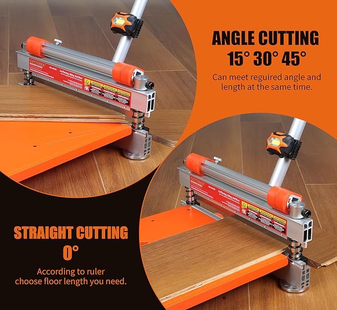 Laminate/Vinyl Floor Cutter 13” Vinyl Plank Cutter with Wheels – Easy Angle &amp Length Cutting Flooring Tools - Cuts Laminate Floor Engineered Wood LVP LVT VCT SPC WPC HSS Blade/LED Light