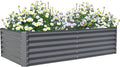 6x3x1.5ft Galvanized Raised Garden Bed Outdoor Planter GBoxes Large Metal Planter Box for Gardening Vegetables Fruits Flowers Gray